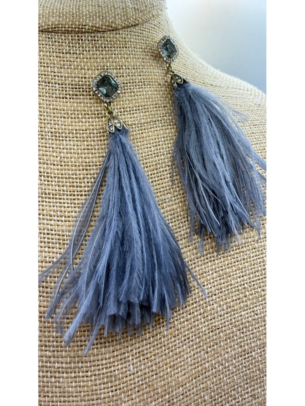 Glamorous Deep Lavender Feather Statement Earrings